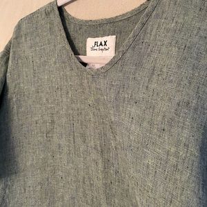 100% Linen - FLAX by Jeanne Engelhart Shirt Size Generous - Short Sleeve Top